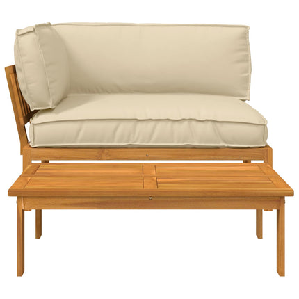 Sofa Sæt med pude Ensfarvet 2 pcs Beige Massivt Akacietræ