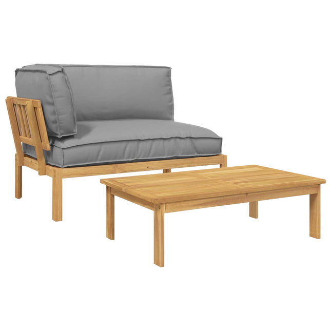 Sofa Sæt 2 stk. Grå Massivt Akacietræ