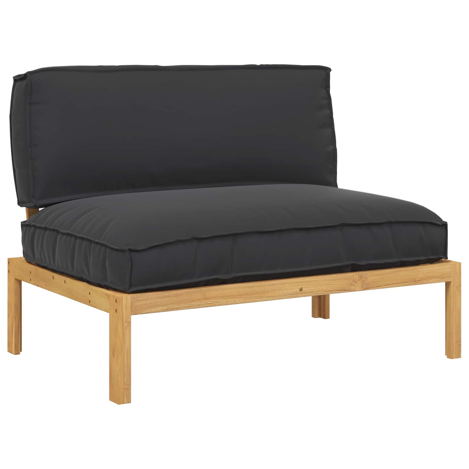 Sofa Sæt med pude Sort 120 x 80 x 69 cm Massivt Akacietræ