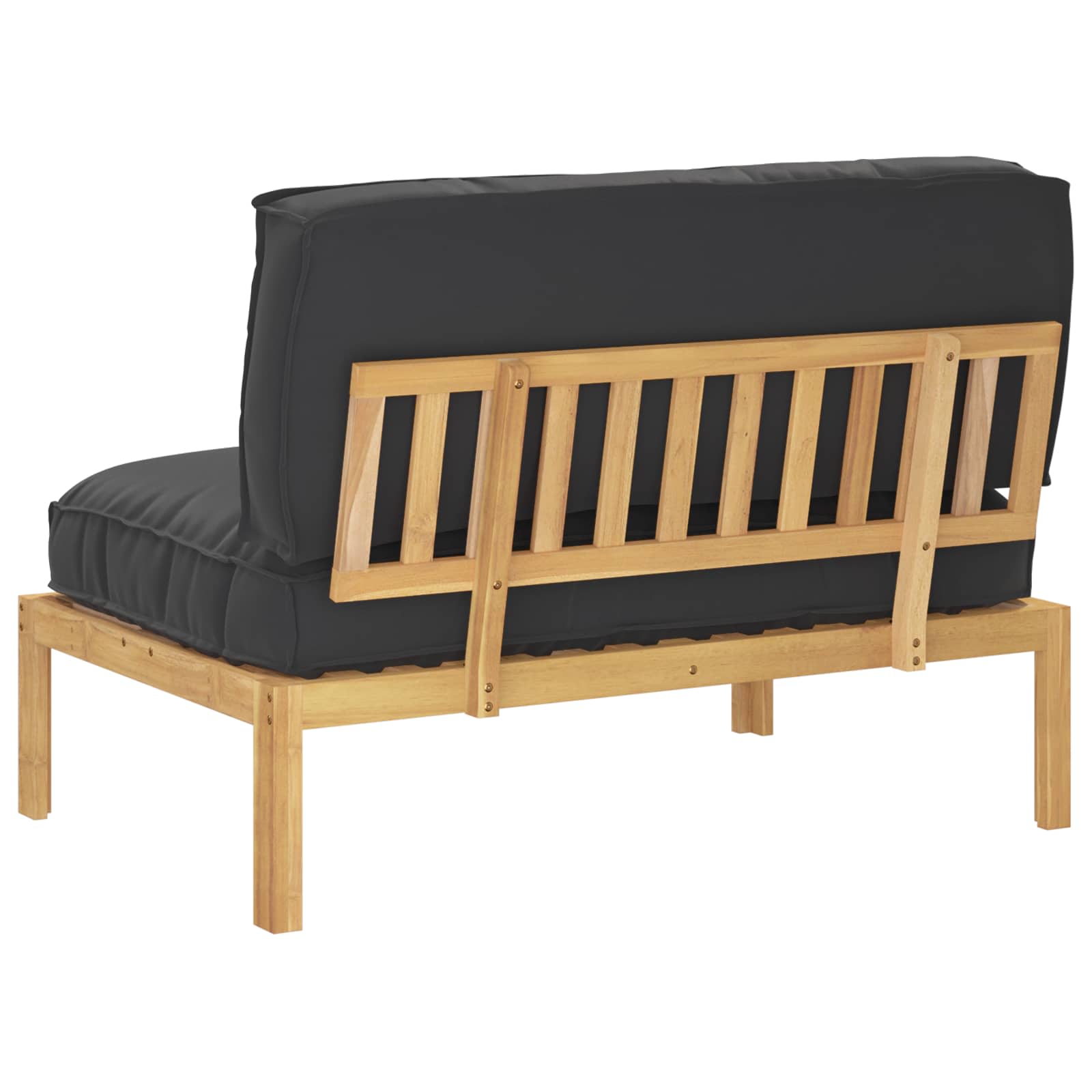 Sofa Sæt med pude Sort 120 x 80 x 69 cm Massivt Akacietræ