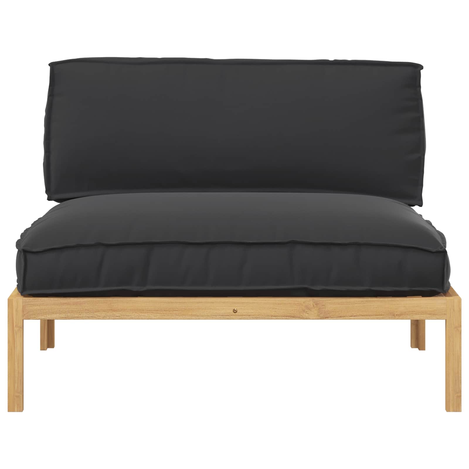 Sofa Sæt med pude Sort 120 x 80 x 69 cm Massivt Akacietræ