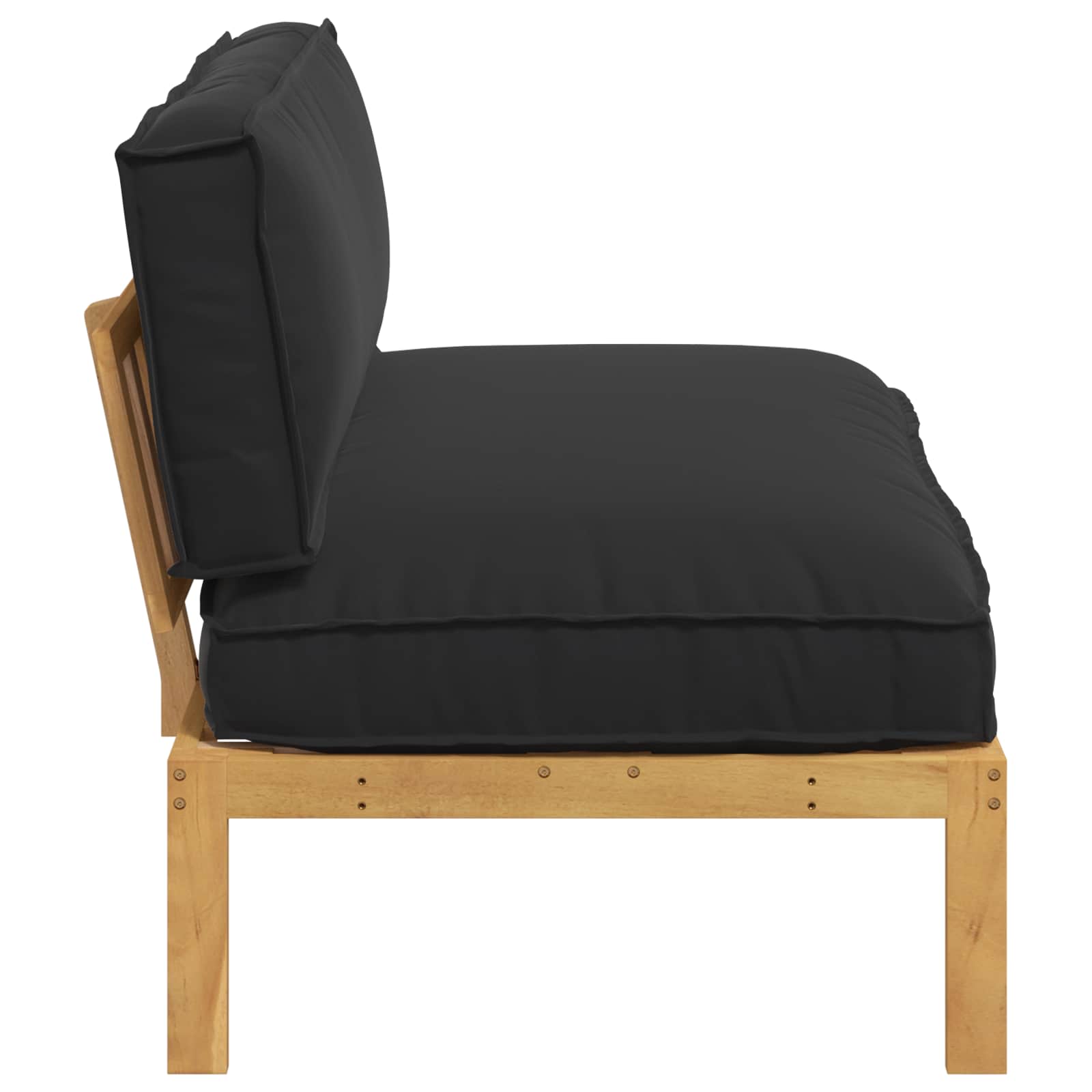 Sofa Sæt med pude Sort 120 x 80 x 69 cm Massivt Akacietræ