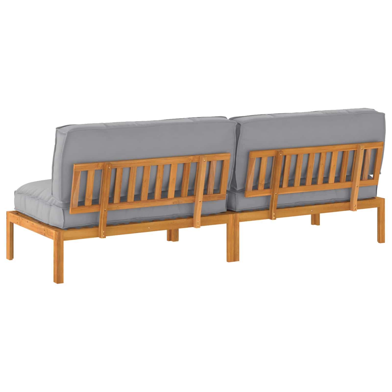 Sofa Sæt med pude Grå 240 x 80 x 69 cm Massivt Akacietræ