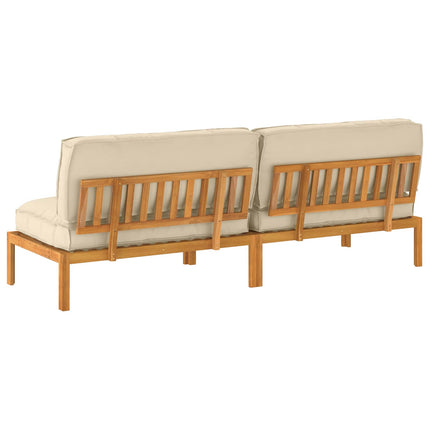 Sofa Sæt med pude Ensfarvet 2 pcs Beige Massivt Akacietræ
