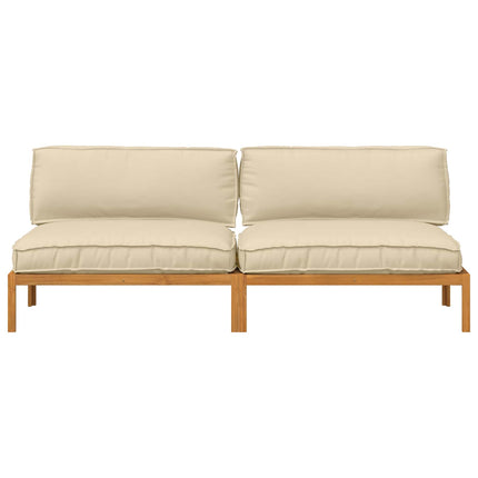 Sofa Sæt med pude Ensfarvet 2 pcs Beige Massivt Akacietræ