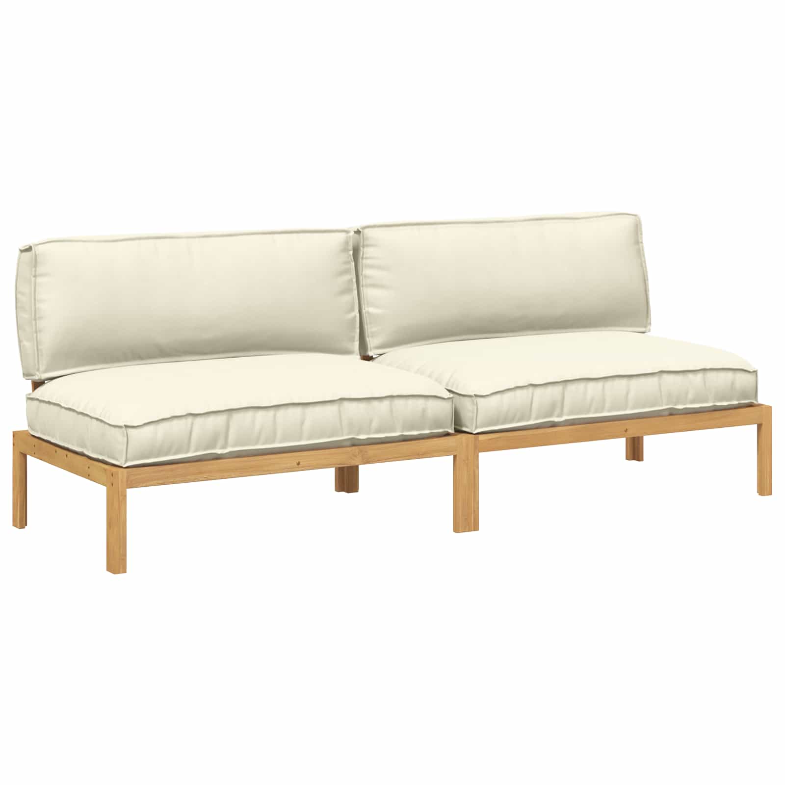Sofa Sæt med pude Creme 240 x 80 x 69 cm Massivt Akacietræ