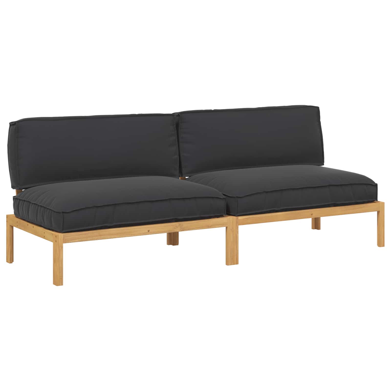 Sofa Sæt med pude Sort 240 x 80 x 69 cm Massivt Akacietræ