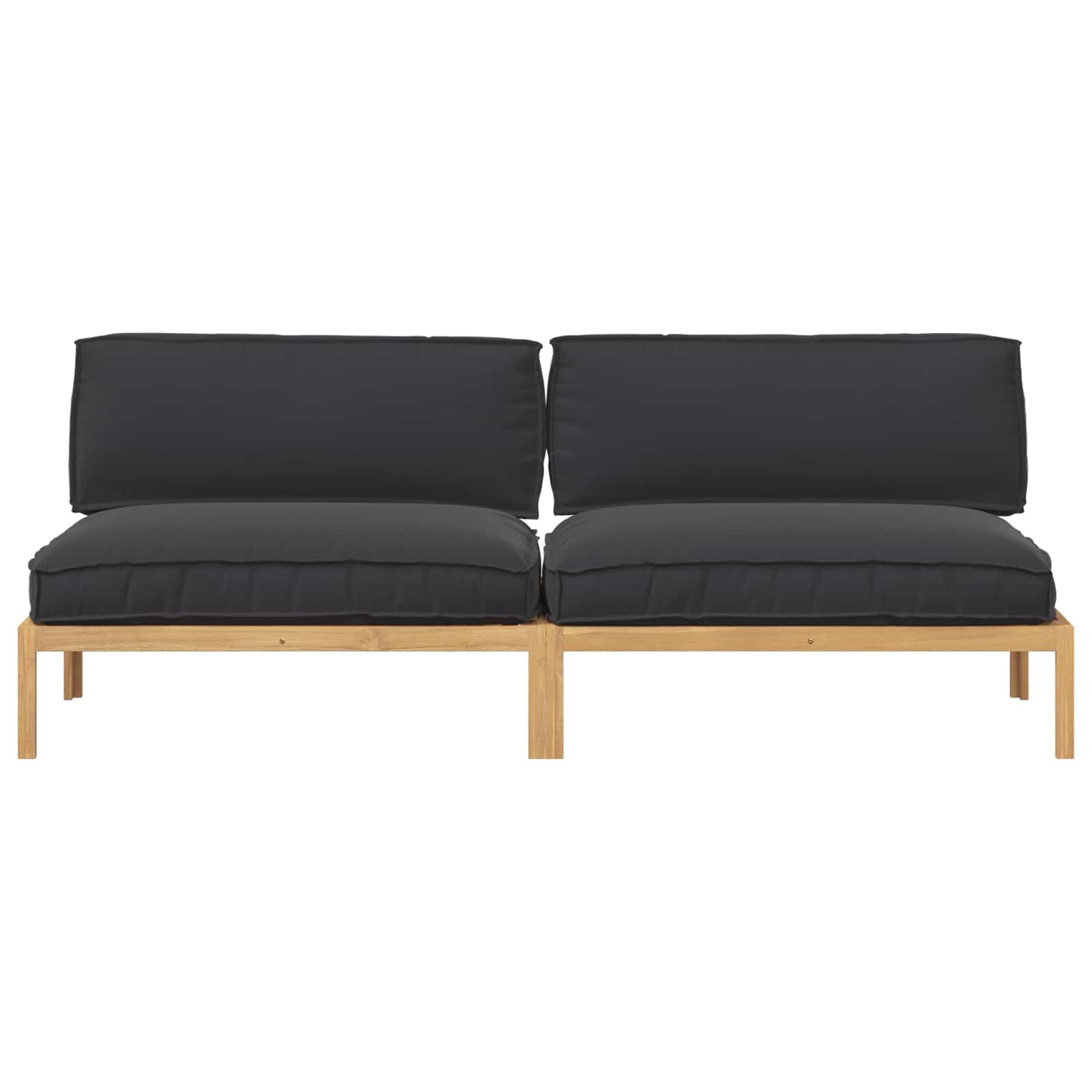Sofa Sæt med pude Sort 240 x 80 x 69 cm Massivt Akacietræ