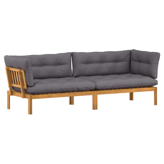 Havemøbel sæt til palle sofa 2 Stk Naturlig og mørk grå
