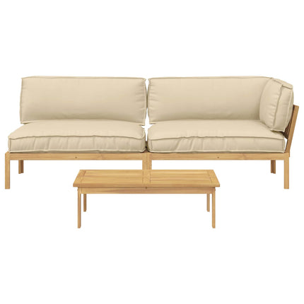 Sofa Sæt med pude Ensfarvet 3 pcs Beige Massivt Akacietræ