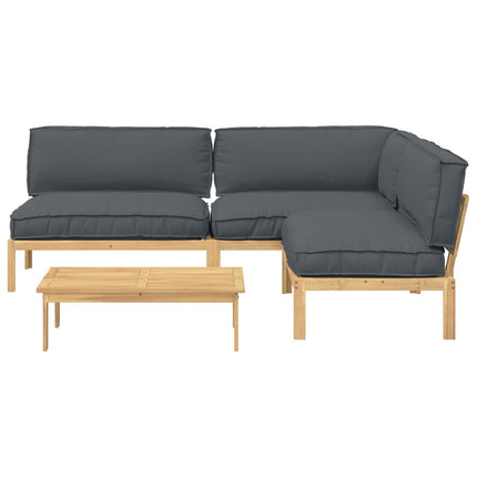 Sofa Sæt med pude Ensfarvet 4 pcs Antracit Massivt Akacietræ