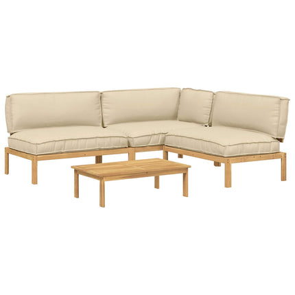 Sofa Sæt med pude Ensfarvet 4 pcs Beige Massivt Akacietræ