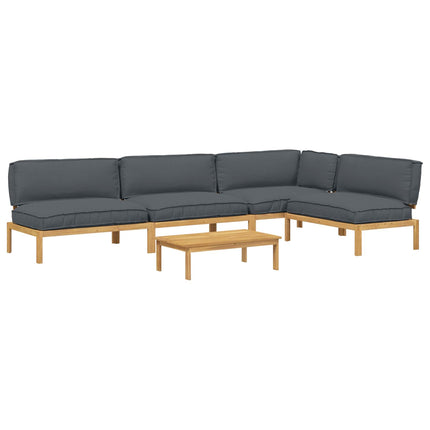 Sofa Sæt med pude Ensfarvet 5 pcs Antracit Massivt Akacietræ