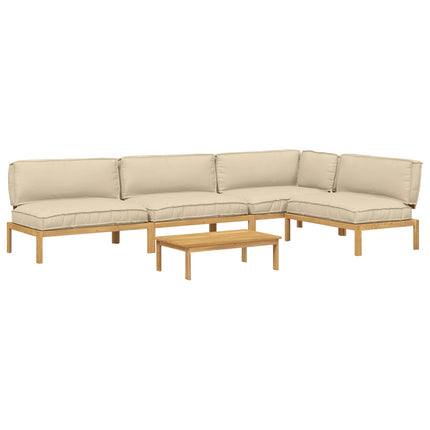 Sofa Sæt med pude Ensfarvet 5 pcs Beige Massivt Akacietræ