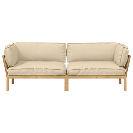 Sofa Sæt med pude Ensfarvet 2 pcs Beige Massivt Akacietræ