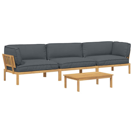 Sofa Sæt med pude Ensfarvet 4 pcs Antracit Massivt Akacietræ