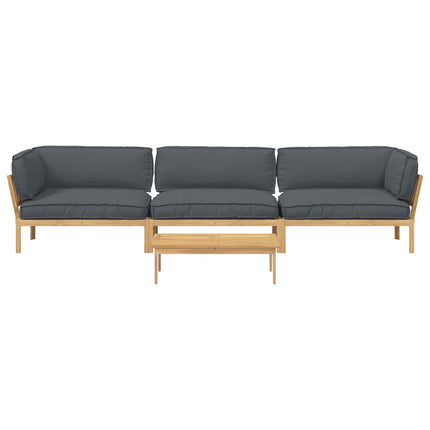 Sofa Sæt med pude Ensfarvet 4 pcs Antracit Massivt Akacietræ