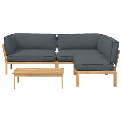 Sofa Sæt med pude Ensfarvet 4 pcs Antracit Massivt Akacietræ