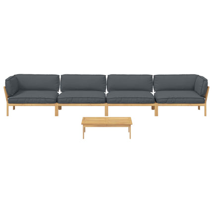 Sofa Sæt med pude Ensfarvet 5 pcs Antracit Massivt Akacietræ