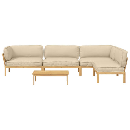 Sofa Sæt med pude Ensfarvet 5 pcs Beige Massivt Akacietræ