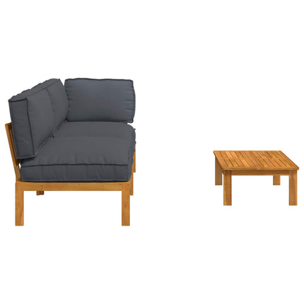 Sofa Sæt med pude Ensfarvet 3 pcs Antracit Massivt Akacietræ