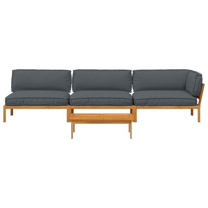 Sofa Sæt med pude Ensfarvet 4 pcs Antracit Massivt Akacietræ