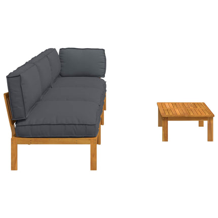 Sofa Sæt med pude Ensfarvet 4 pcs Antracit Massivt Akacietræ