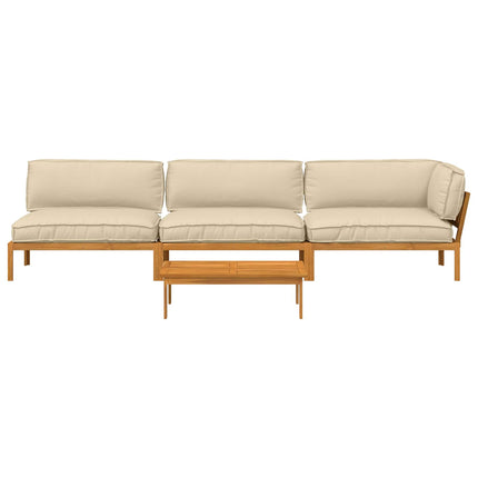 Sofa Sæt med pude Ensfarvet 4 pcs Beige Massivt Akacietræ
