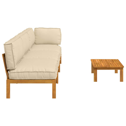 Sofa Sæt med pude Ensfarvet 4 pcs Beige Massivt Akacietræ