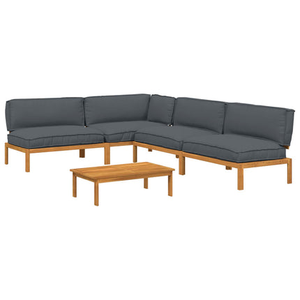 Sofa Sæt med pude Ensfarvet 5 pcs Antracit Massivt Akacietræ