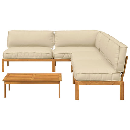 Sofa Sæt med pude Ensfarvet 5 pcs Beige Massivt Akacietræ