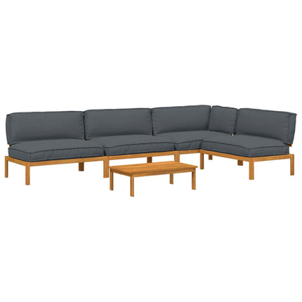 Sofa Sæt med pude Ensfarvet 5 pcs Antracit Massivt Akacietræ