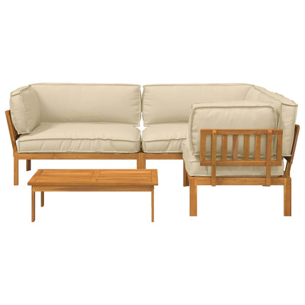 Sofa Sæt med pude Ensfarvet 4 pcs Beige Massivt Akacietræ