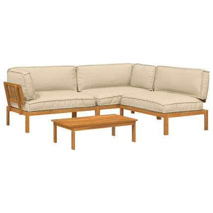Sofa Sæt med pude Ensfarvet 4 pcs Beige Massivt Akacietræ