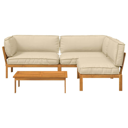 Sofa Sæt med pude Ensfarvet 4 pcs Beige Massivt Akacietræ