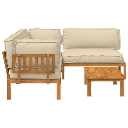 Sofa Sæt med pude Ensfarvet 4 pcs Beige Massivt Akacietræ