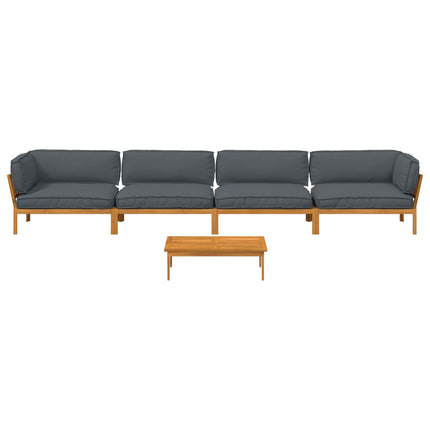 Sofa Sæt med pude Ensfarvet 5 pcs Antracit Massivt Akacietræ