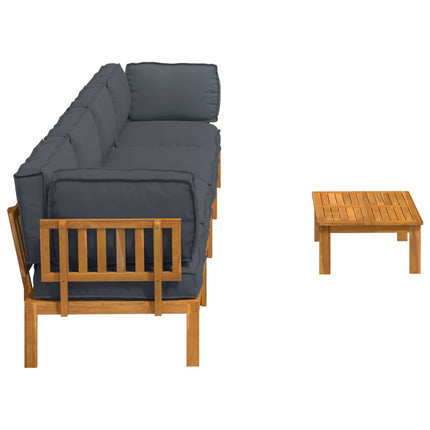 Sofa Sæt med pude Ensfarvet 5 pcs Antracit Massivt Akacietræ
