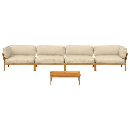 Sofa Sæt med pude Ensfarvet 5 pcs Beige Massivt Akacietræ