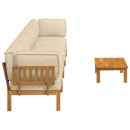Sofa Sæt med pude Ensfarvet 5 pcs Beige Massivt Akacietræ