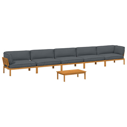 Sofa Sæt med pude Ensfarvet 6 pcs Antracit Massivt Akacietræ