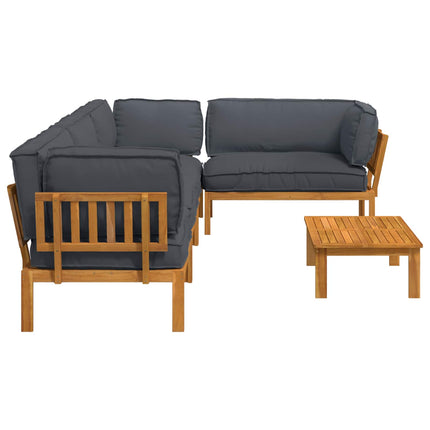 Sofa Sæt med pude Ensfarvet 5 pcs Antracit Massivt Akacietræ