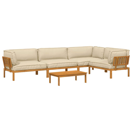 Sofa Sæt med pude Ensfarvet 5 pcs Beige Massivt Akacietræ