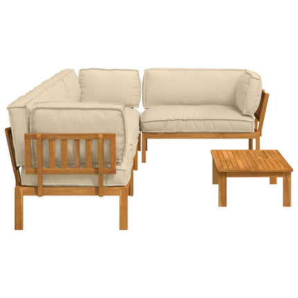 Sofa Sæt med pude Ensfarvet 5 pcs Beige Massivt Akacietræ