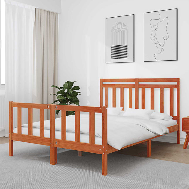 Sengestel Voks brun 205,5 x 155,5 x 100 cm Massiv fyrretræ