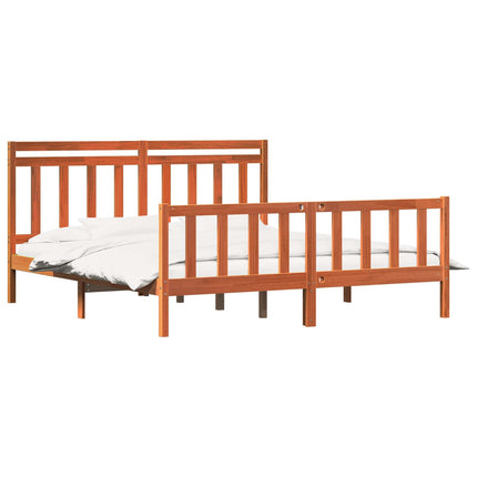 Sengestel med hovedgærde 2 pcs Voks brun 205,5 x 185,5 x 100 cm