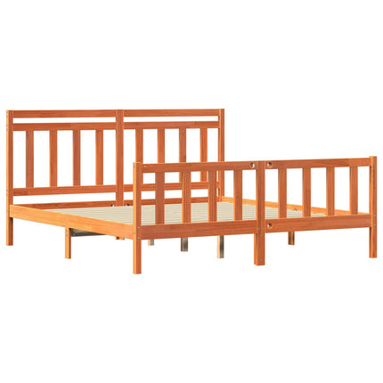 Sengestel med hovedgærde 2 pcs Voks brun 205,5 x 185,5 x 100 cm