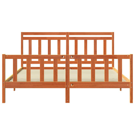 Sengestel med hovedgærde 2 pcs Voks brun 205,5 x 185,5 x 100 cm