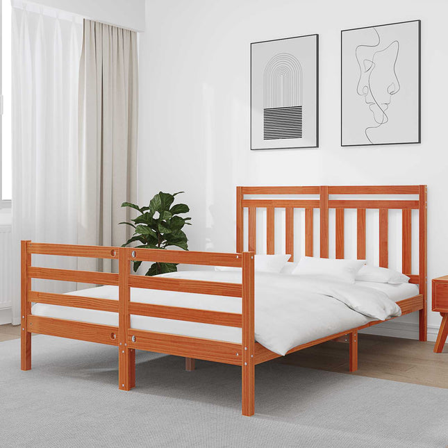 Sengestel med hovedgærde Voks brun 140 x 200 cm