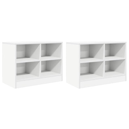 Sengeskab med hylde 2 pcs Hvid 66 x 33 x 48 cm Konstrueret træ